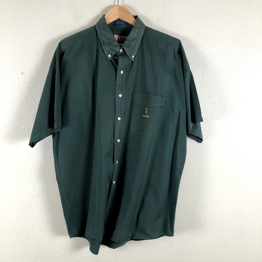 Chaps‎ Workwear Shirt Men X Large Green Casual Ranching Cowboycore Basic Staple